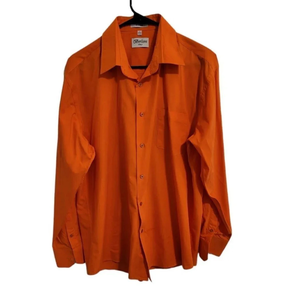Men's Button- Up Collar Long Sleeve Shirt by Berlioni (sz 16-16 1/2) - Picture 3 of 5
